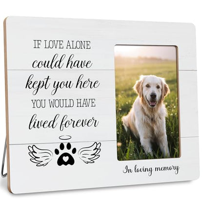 Dog Remembrance Picture Frame Gifts, In Loving Memory of Loss of Dogs, Dog Memorial Gift, If Love Alone Could Have Kept You Here Frames Fits 4x6 Photo - color: Maroon
