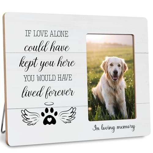 Dog Remembrance Picture Frame Gifts, In Loving Memory of Loss of Dogs, Dog Memorial Gift, If Love Alone Could Have Kept You Here Frames Fits 4x6 Photo - color: Maroon