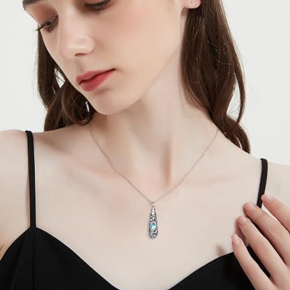 Sterling Silver Flower Tree Life Cremation Urn Necklace for Women - color: Tear *Sunfl. Sty1 (Mo/St)