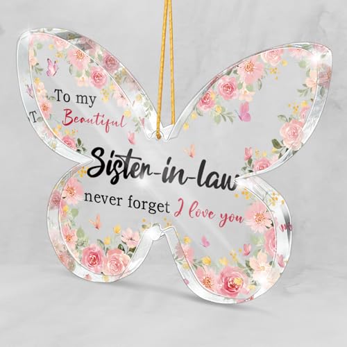 Pink Acrylic Butterfly Friendship Gift for Sister-in-Law, Perfect for Birthdays, Weddings, Christmas, Thanksgiving, and Mother's Day, 3.1 x 2.1 inches Home or Office Decor - color: Sisterlaw