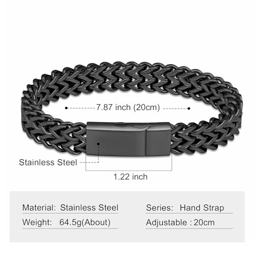 shajwo Cremation Jewelry Urn Bracelet for Human Ashes | Stainless Steel Memorial Keepsake Bracelet,Double Franco Link Bracelet for Women Men - color: Black 20cm