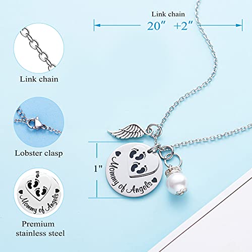 LParkin Miscarriage Gifts For Mothers Memorial Necklace For Mommy of an Angel Sympathy Wing Gift - color: Mommy-angels-Necklace
