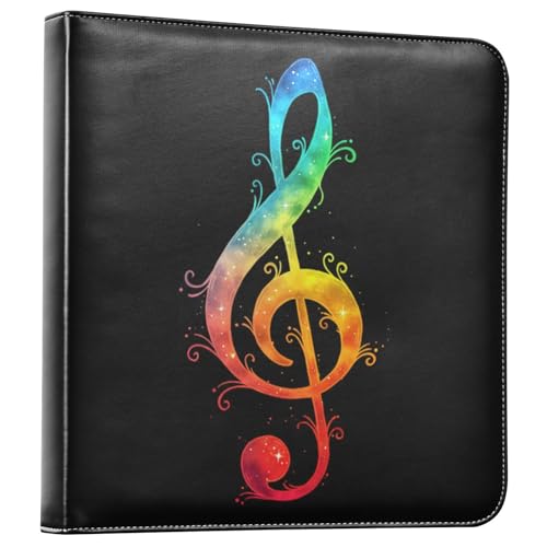 JIPONI Rainbow Gredient Music Note Large Photo Album, DIY Leather Cover Scrapbook Albums for 4x6 5x7 6x8 Pictures, Self Adhesive Memory Book for Wedding, Baby, Family - color: Musical Note