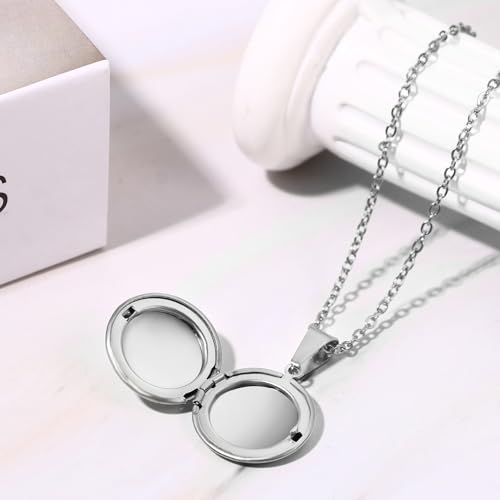 OIDEA Locket Necklace for Women: Gold Photo Lockets that Hold Picture Stainless Steel Necklace with Picture Inside Birthday Mothers Day Jewelry Gifts for Womens - color: round - gold custom