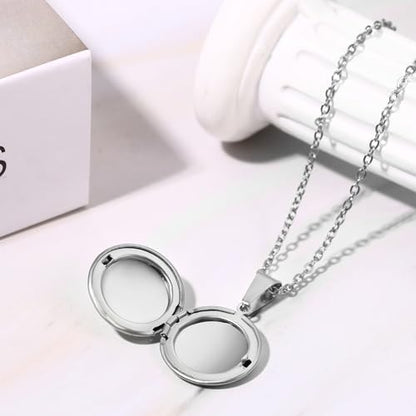 OIDEA Locket Necklace for Women: Gold Photo Lockets that Hold Picture Stainless Steel Necklace with Picture Inside Birthday Mothers Day Jewelry Gifts for Womens - color: round - gold custom