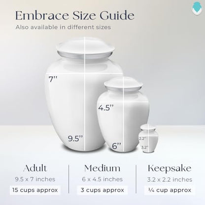 Geturns Embrace Keepsake Personalized Angel Cremation Urns for Human Ashes I White Funeral Urn for Men and Women with Double Side Engraving I 3.5 lbs - color: White