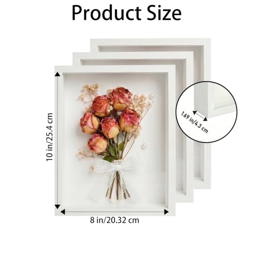 3 Pcs 8x10 Inch Shadow Box Frames Acrylic,Shadow Box Frame Display Cases,Cases for Pressed Flowers Keepsakes Tickets Photos (White) - color: White