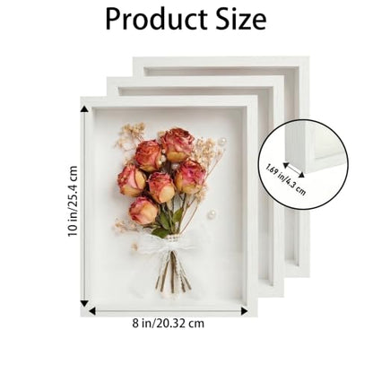 3 Pcs 8x10 Inch Shadow Box Frames Acrylic,Shadow Box Frame Display Cases,Cases for Pressed Flowers Keepsakes Tickets Photos (White) - color: White