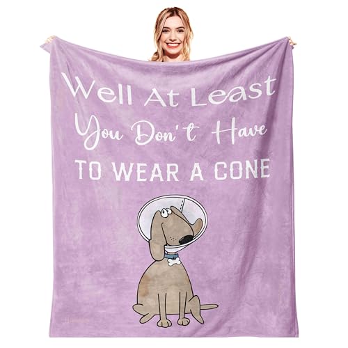 Get Well Gifts for Women/Men After Surgery, Sympathy Gift, Feel Better/Get Well Soon Gifts for Women, Surgery Recovery Gifts for Men, at Least You Dont Have to Wear A Cone Blanket 50"x60" - color: Get Well Gifts-light Purple, size: 50"X60"