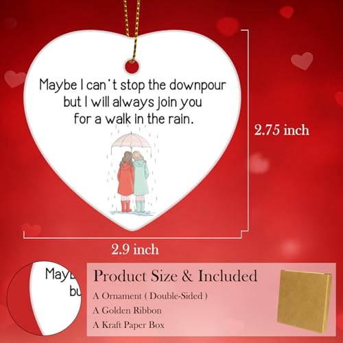Friend Gifts Christmas Ceramic Ornaments, Walk with You in The Rain Encourage Friendship Ornaments Gifts for Friend Bestie - color: Blue