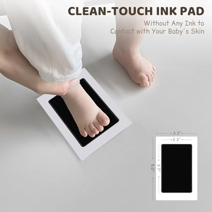 4 Park Baby Footprint Kit with 2 Wooden Frame, No Mess Inkless Hand and Footprint Kit, Clean-Touch Ink Pads for Fingerprint Stamps, Paw Print Kit for Dogs Cats, Baby Shower Gifts Keepsake for New Mom - size: S-4park