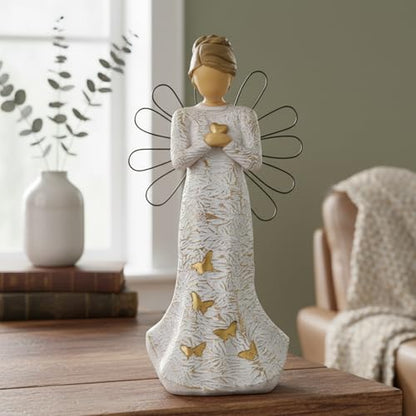 Sympathy Angel Figurines for Loss of Loved Ones Angel Statues | Home Decor Serenity Prayer Gifts for Women Resin Sculpted Hand-Painted Figure Bereavement Gift Praying Hands Statue - style: Sympathy Angle( Heart Style)