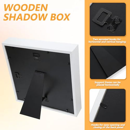 4 Pack Shadow Box Frames, 8 x 8 Inches Square Artificial Board Shadow Boxes Display Case, White 3D Picture Frames for Photos, Dried Flowers, Wall Mounted Handicraft Photo Frame - color: White, size: 8X8