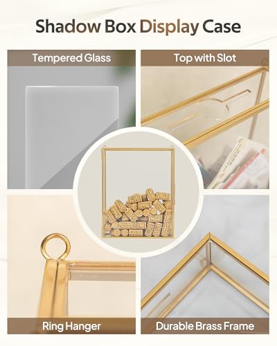 8x10 Travel Shadow Box Frame with Slot on Top, Glass Shadow Boxes Display Case for Loading Memories, Shadow Keepsake Box for Tickets, Wine Bottle Caps, Shells, Stamps and More