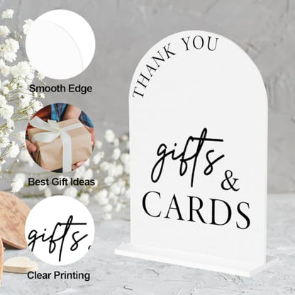 Cards and Gifts Sign for Wedding Gifts and Cards Sign for Wedding Engagement Bridal Shower Party Acrylic sign for Table Desk - color: gifts & cards