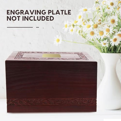 Wooden Urns for Human Ashes Adult Male Female, Up to 250 Cubic inches，Wood Cremation Urns, Funeral Memorial Urns for Ashes Mom Dad (Red) - color: Red