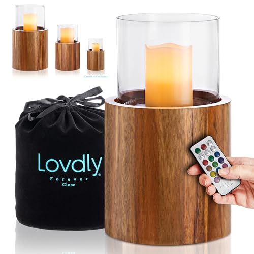 Cremation Urn for Human Ashes | Keepsake Urns for Adult Ashes | Decorative Urn Made from Premium Wooden Base with Glass Top & Flameless LED… (Wood, Large Acacia)