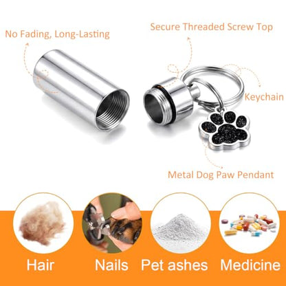 3 Pack Dog Urn Ashes Keepsake Keychain, Pet Urns for Dogs, Blank DIY Engravable Memorial Ash Holder - color: Silver-Small