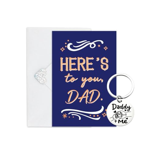 Birthday Greeting Card for Dad from Son Daughter Father Day Gifts Keychain Thank You Dad Greeting Card Daddy Accessories for Men Christmas Holiday Stocking Stuffers for Father Car Key Chains Stuff - color: Dad Appreciation Card Keychain