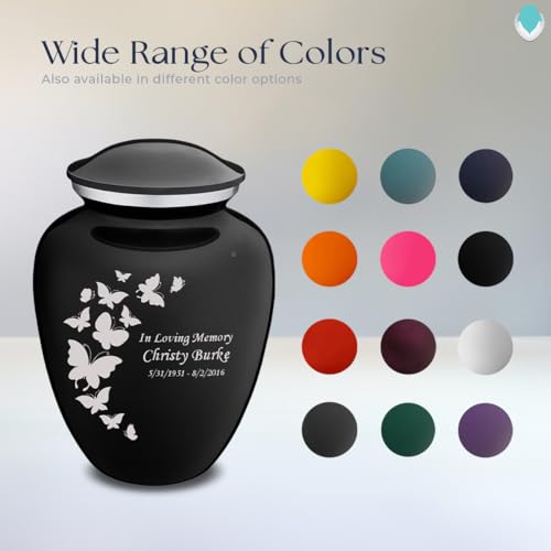 Geturns Embrace Adult Custom Butterfly Cremation Urns for Human Ashes I Black Large Funeral Urn for Female and Male I 200 lbs - color: Black