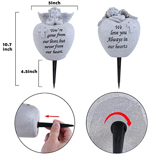 Angel and Cross Cemetery Grave Memorial Vases，Grave Decorations for Cemetery，Set of 2 Cemetery Memorial Vases with Removable Stakes,Memorial Gifts for Loss of Loved