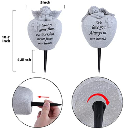 Angel and Cross Cemetery Grave Memorial Vases，Grave Decorations for Cemetery，Set of 2 Cemetery Memorial Vases with Removable Stakes,Memorial Gifts for Loss of Loved