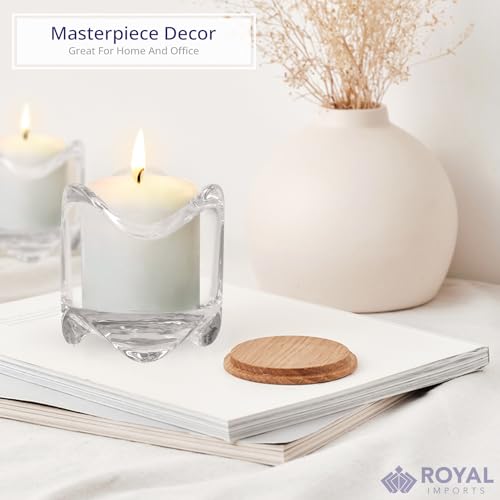 Royal Imports Glass Tea Light Candles Holder 2.5" Tall, Set of 6 | Heat-Resistant, Sturdy Candle Holder Centerpieces for Tables Glass Votive Holders Weddings, Parties, Home & Event Decorations