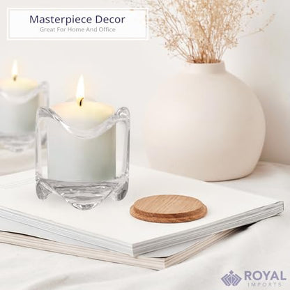 Royal Imports Glass Tea Light Candles Holder 2.5" Tall, Set of 6 | Heat-Resistant, Sturdy Candle Holder Centerpieces for Tables Glass Votive Holders Weddings, Parties, Home & Event Decorations