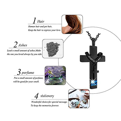 5 Pcs Urn Necklace for Ashes Keepsake Cremation Jewelry Heart Cross Cubic Stainless Steel Urn Keepsake Necklace Crystal Memorial Locket Ashes Jewelry for Women Men Loved Ones - color: blue