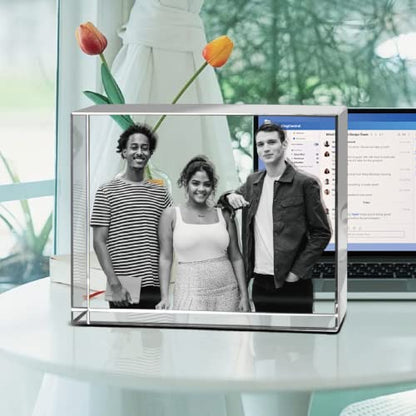 HAN'S LASER 3D Crystal Photo, Personalized Gift with Your Own Photo, Unique Valentine's Day, Christmas, Birthday,Wedding Gifts for Women,Wife,Man,Her,Him,Memorial Presen Medium Landscape - size: Medium Landscape