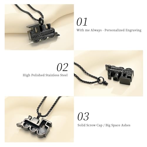Oinsi Stainless Steel Mini Train Cremation Jewelry For Ashes Memorial Urn Necklace Keepsake Urn Pendant For Loved Ones - color: Customize-Image