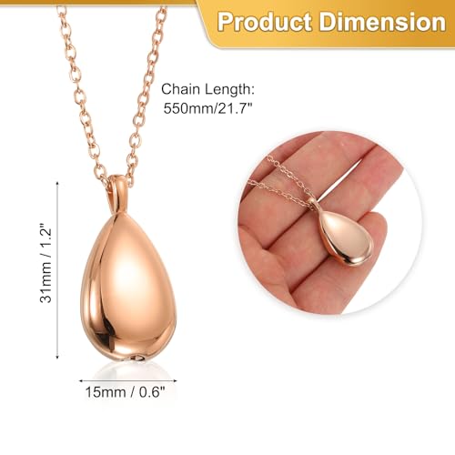 uxcell Drop Cremation Necklace Waterproof Keepsake Pendant with Funnel Kit for Ashes - color: Rose Gold