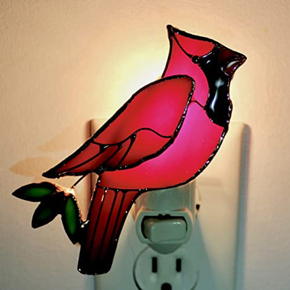 Gift Essentials Red Cardinal Plug-in Night Light - Stained Glass Nightlight | Red Cardinal Stained Glass Plug-in Nightlight with On/Off Rocker Switch. Includes One 4-Watt Replaceable Warm-Glow Bulb. - color: Cardinal
