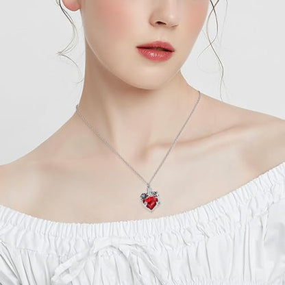 shajwo Cremation Jewelry Rose Flower Heart Urn Necklaces for Ashes for Women Memorial Human Ashes Pendant - color: Red