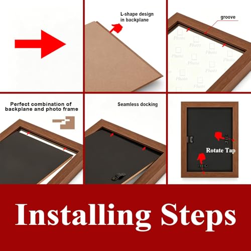 RPJC 11x14 Solid Wood Picture Frame Real Glass Cover Brown - color: Brown, size: 11x14 mat 8x10