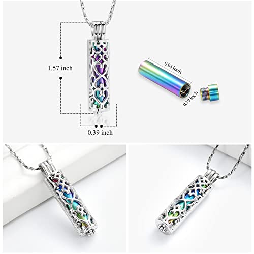 Imrsanl Cylinder Cremation Urn Necklace for Ashes of Loved One - color: Silver Colorful