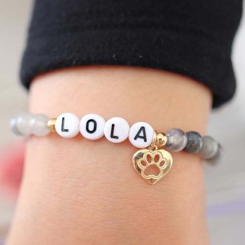Pet Sympathy Gifts for Loss of Dog Cat Rabbit Horse Grief Rainbow Bridge Memorial Gift Passing Ashes Deceased Bracelets Women Sister Skin Personalized Bracelet Initial in Memory Keepsake - style: Paw