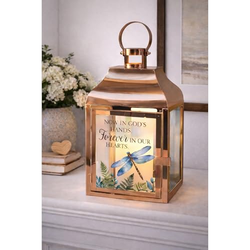 The Bridge Collection in Our Hearts Dragonfly Lantern - Electric Lantern with Flameless LED Candle - Sympathetic Bereavement Gift for Lost Loved One