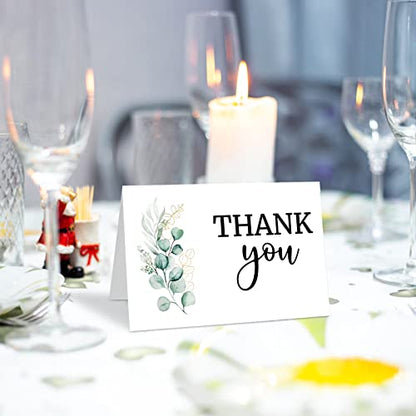 Marspark 100 Sets Funeral Thank You Sympathy Cards with Envelopes and Message Inside Memorial Card Bereavement Cards with Stickers for Funeral Loved Ones Celebration of Life(Green Plants) - style: Green Plants
