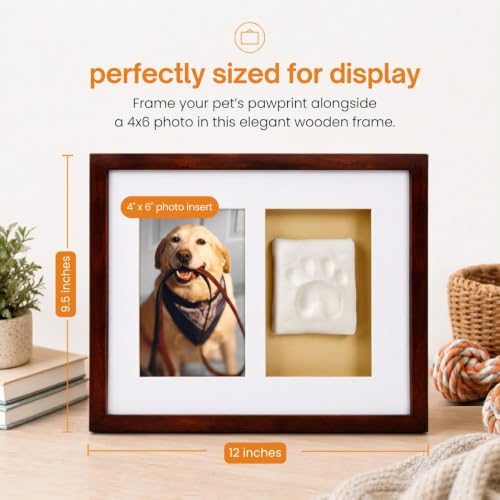 Pearhead Pawprints Picture Frame and Air‑Dry Clay Kit, Espresso - color: Espresso Clay Print Wall Frame
