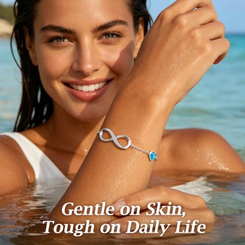 CDE 925 Sterling Silver Infinity Birthstone Bracelet Jewelry Gift for Women | Hypoallergenic,Non Tarnish,Heart CZ,Nickel-Free & Lead-Free,Anniversary Christmas Birthday Idea Gifts for Wife Girlfriend Her - color: 12-Dec
