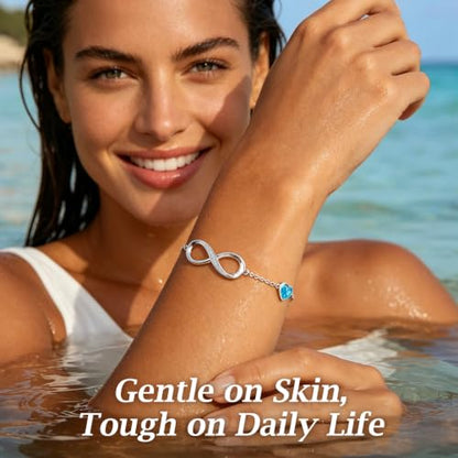 CDE 925 Sterling Silver Infinity Birthstone Bracelet Jewelry Gift for Women | Hypoallergenic,Non Tarnish,Heart CZ,Nickel-Free & Lead-Free,Anniversary Christmas Birthday Idea Gifts for Wife Girlfriend Her - color: 12-Dec