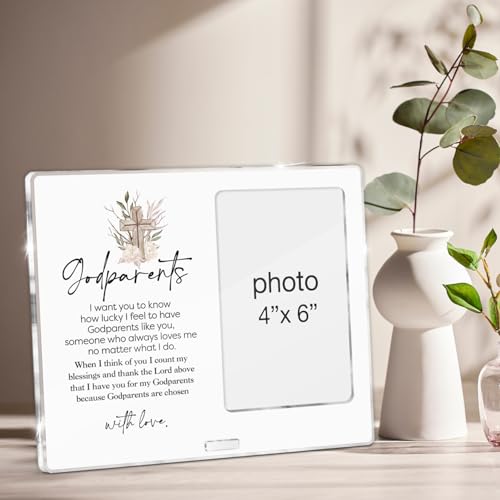 Godparents Gifts Picture Frame, Thank You Gifts for Godparent Godfathers Godmothers, Godparents Acrylic Photo Frames, Photo 4 x 6 Inches - color: Godparents- B