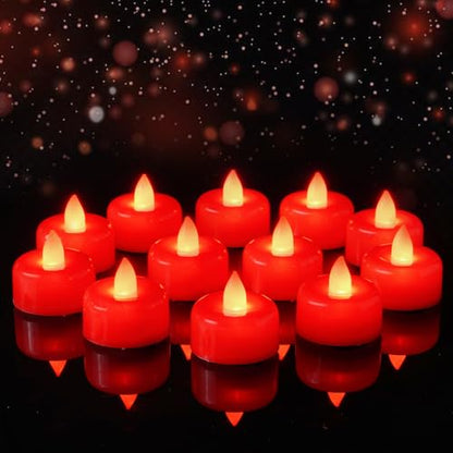 Amagic 12Pack Red Flameless LED Tea Lights Candles Battery Operated - color: Red, size: 12 Pack