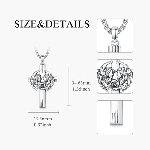 PROESS Cross Necklace for Women Men Sterling Silver Rose/Sunflower Cross Pendant Religious Jewelry Christmas Birthday Mothers' Day Gifts - color: 01-08-Gemini