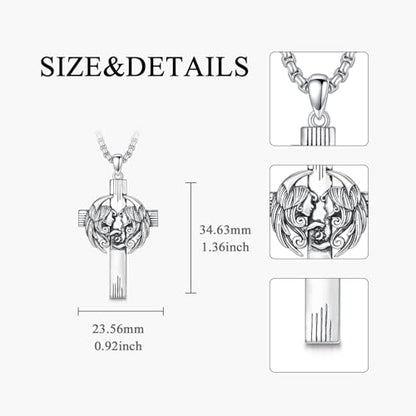PROESS Cross Necklace for Women Men Sterling Silver Rose/Sunflower Cross Pendant Religious Jewelry Christmas Birthday Mothers' Day Gifts - color: 01-08-Gemini