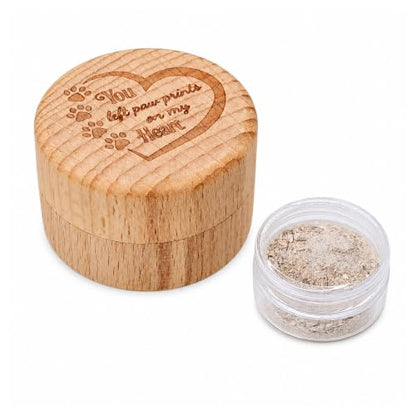 Pet Cremation Urn for Dog Cat Ashes Small Natural Wooden Keepsake with Laser Engraved Paw Print Inner Container Mini Memorial Box Rainbow Bridge Bereavement Gift