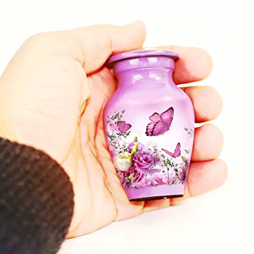 BOLD & DIVINE Beautiful Pink Butterfly Small Keepsake Urns for Human and Pet Ashes | with Velvet Bag & Funnel - 1 Quantity - color: Pink, size: Small (Single)