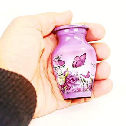 BOLD & DIVINE Beautiful Pink Butterfly Small Keepsake Urns for Human and Pet Ashes | with Velvet Bag & Funnel - 1 Quantity - color: Pink, size: Small (Single)