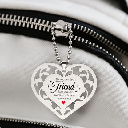 Friendship Gift for Her, Heart Shaped Stainless Steel Hanging Sign with Touching Quote, Thank You Gift for Best Friends, Long Distance Friends, Birthday, Christmas Hanging Ornaments S2X41 - style: Friendship3